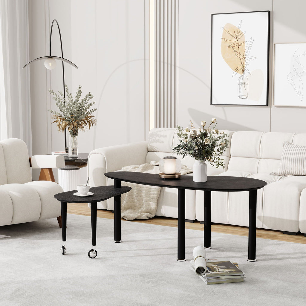 Rotatable Cocktail Table with 360 Degree Rotating Top – Solid Wood Legs