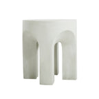 Outdoor Round Top Side Table with Lightweight Concrete Construction - Antique White
