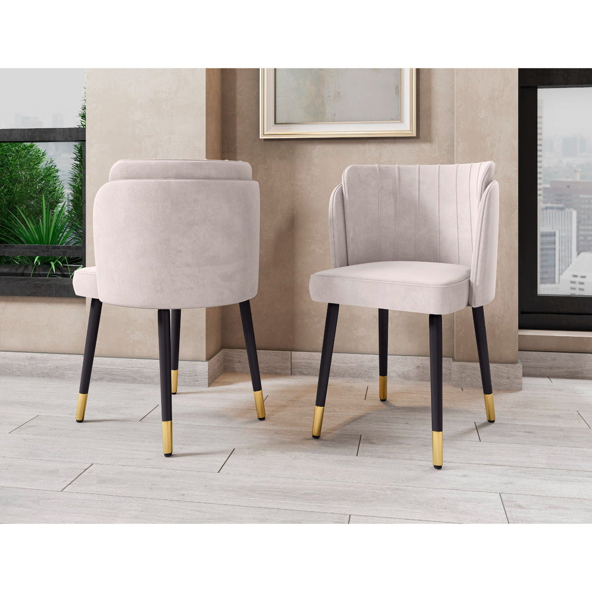 Modern Dining Chair with Solid Wood Frame and Wave Stitching - Multiple Colors