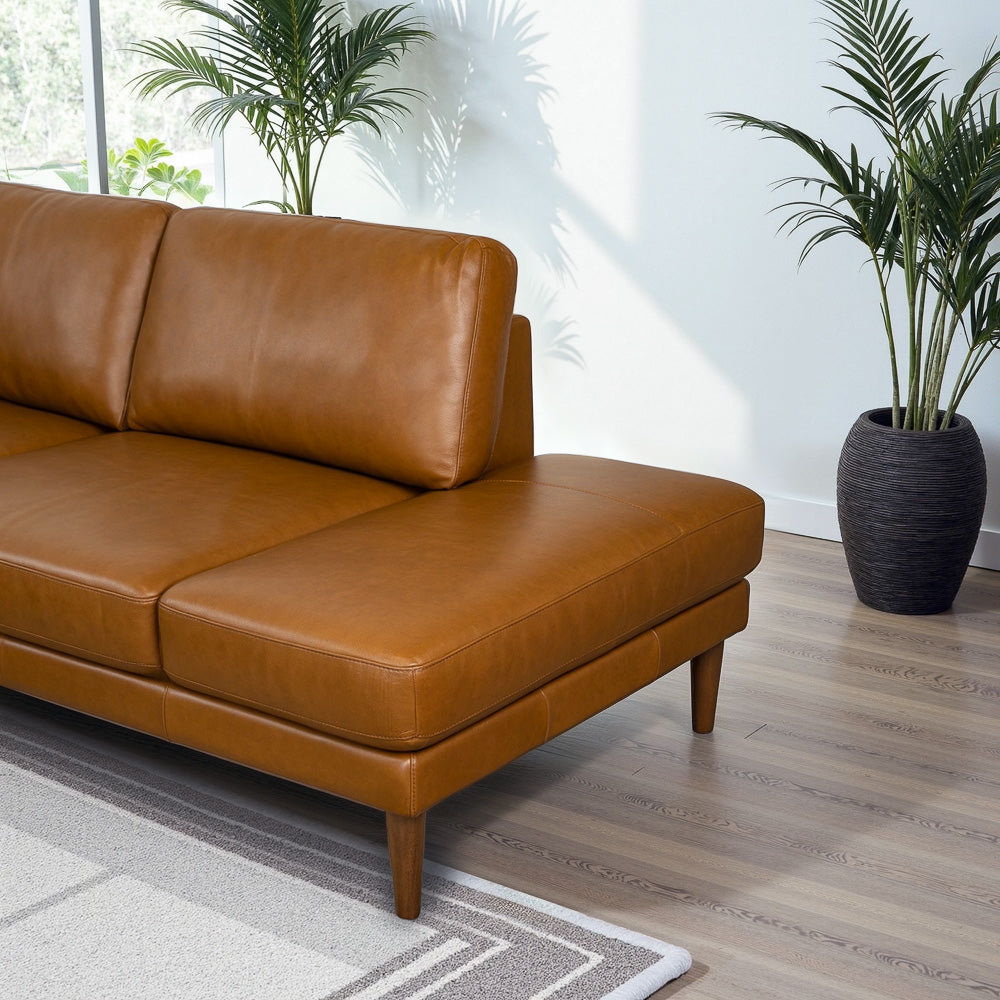 L-Shaped Sectional Sofa with Modern Design - Light Brown