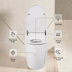 Heated Seat Smart Toilet with Foot Sensor Flush - White