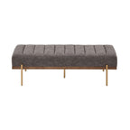 Luxury Upholstered Ottoman Bench with Channel Tufting and Metal Base - Gray