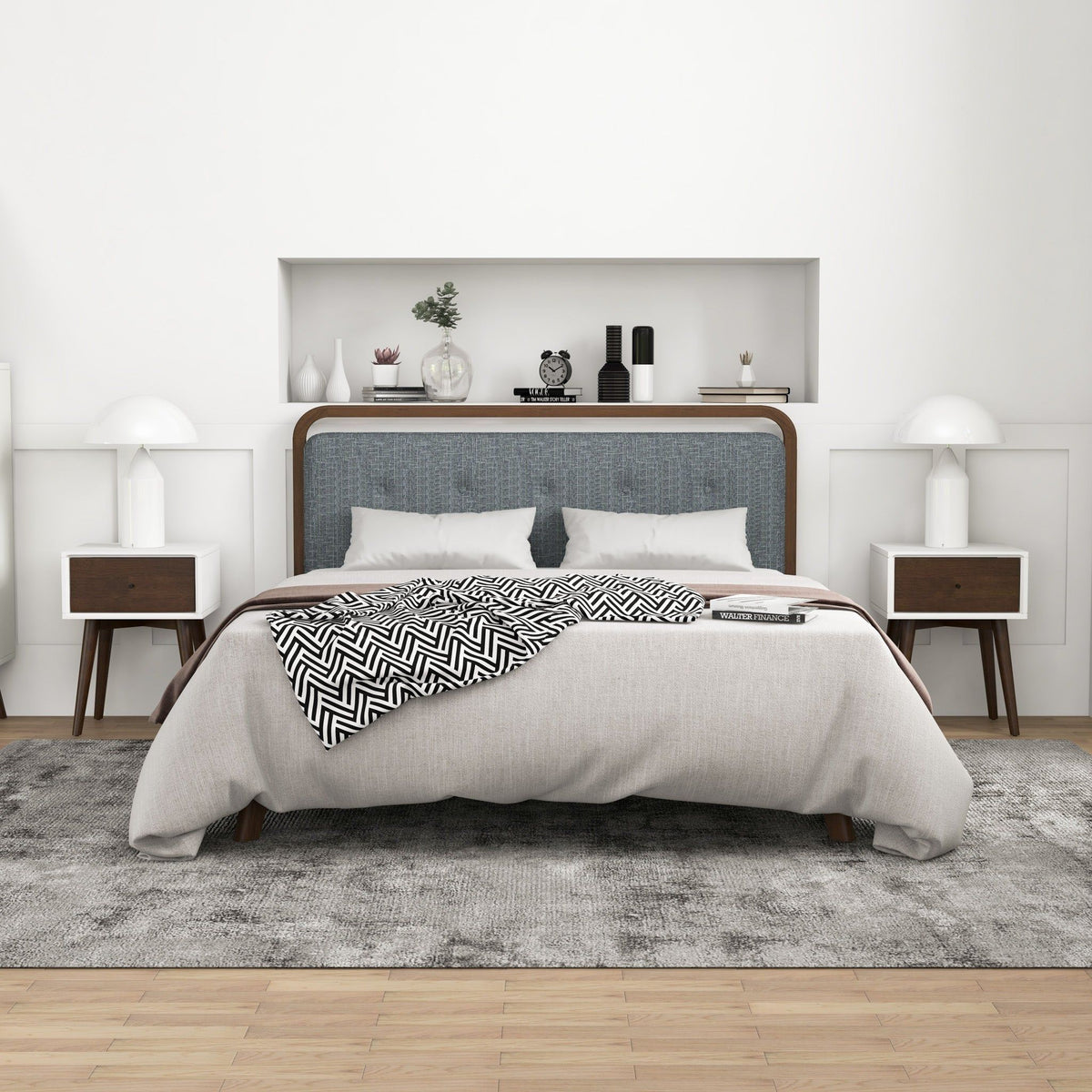 Modern Design Night Stand with Solid Wood Construction - Dark Brown or White