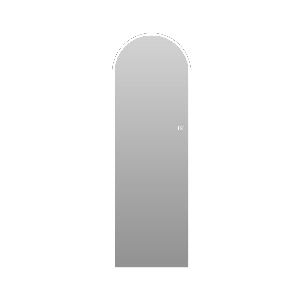 LED Full Length Wall Mirror with Symmetrical Arch Design and Dimmable Lighting - Silver