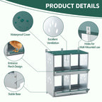 4 Compartment Chicken Nesting Boxes with Durable Metal Construction - Green