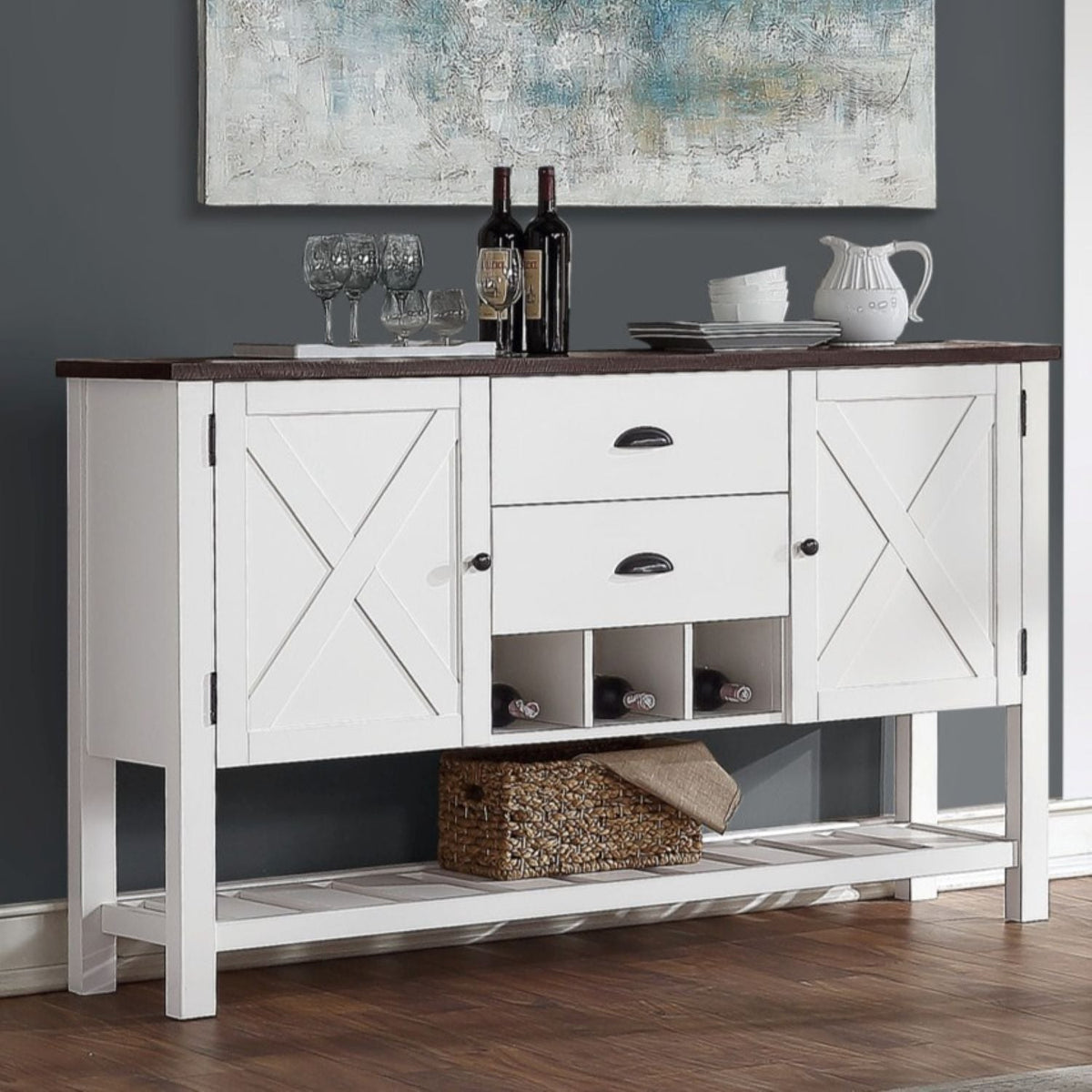 2 Drawer Server with Spacious Storage - Brown