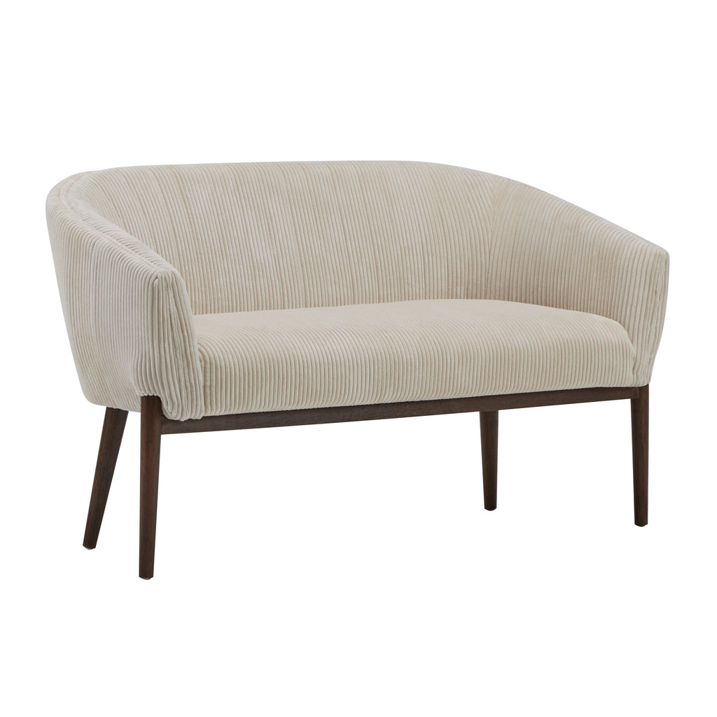 Corduroy Recessed Arm Loveseat with Channel Tufting - Beige & Walnut