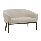 Corduroy Recessed Arm Loveseat with Channel Tufting - Beige & Walnut