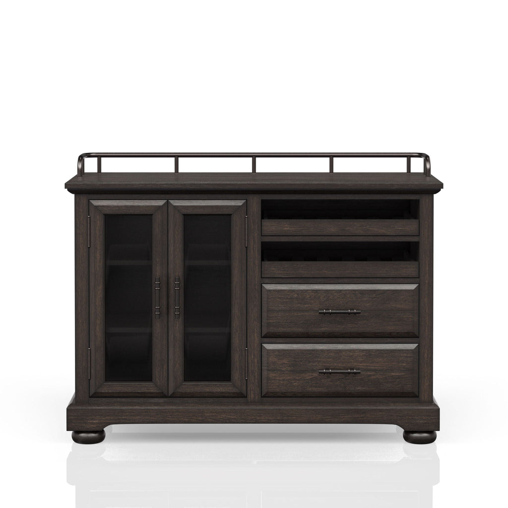 Coffee Server with Glass Storage Cabinet and Storage Drawers - Coffee Finish