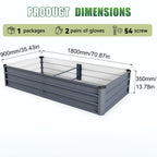 Large Galvanized Steel Garden Bed with Open-Bottom Drainage - Dark Gray