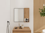 Imitative Oak Wall Mounted Bathroom Mirror Cabinet with Soft Close Door