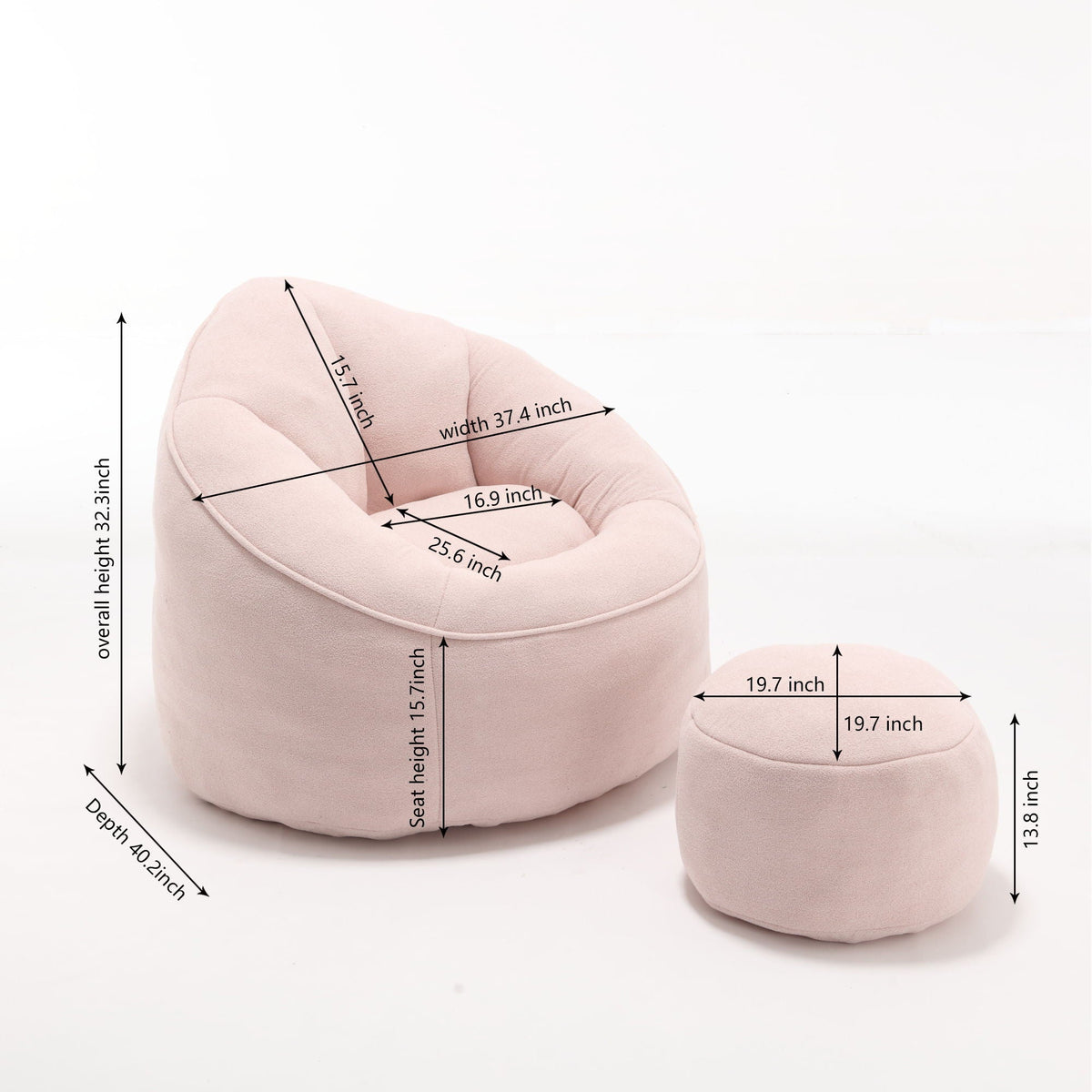 High Pressure Foam Bean Bag Sofa Chair with Footrest – Multiple Colors