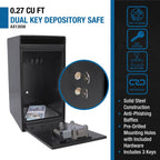Dual Key Depository Safe with Anti-Fishing Baffle - Black
