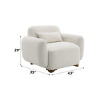 Boucle Accent Chair with Toss Pillow - Beige