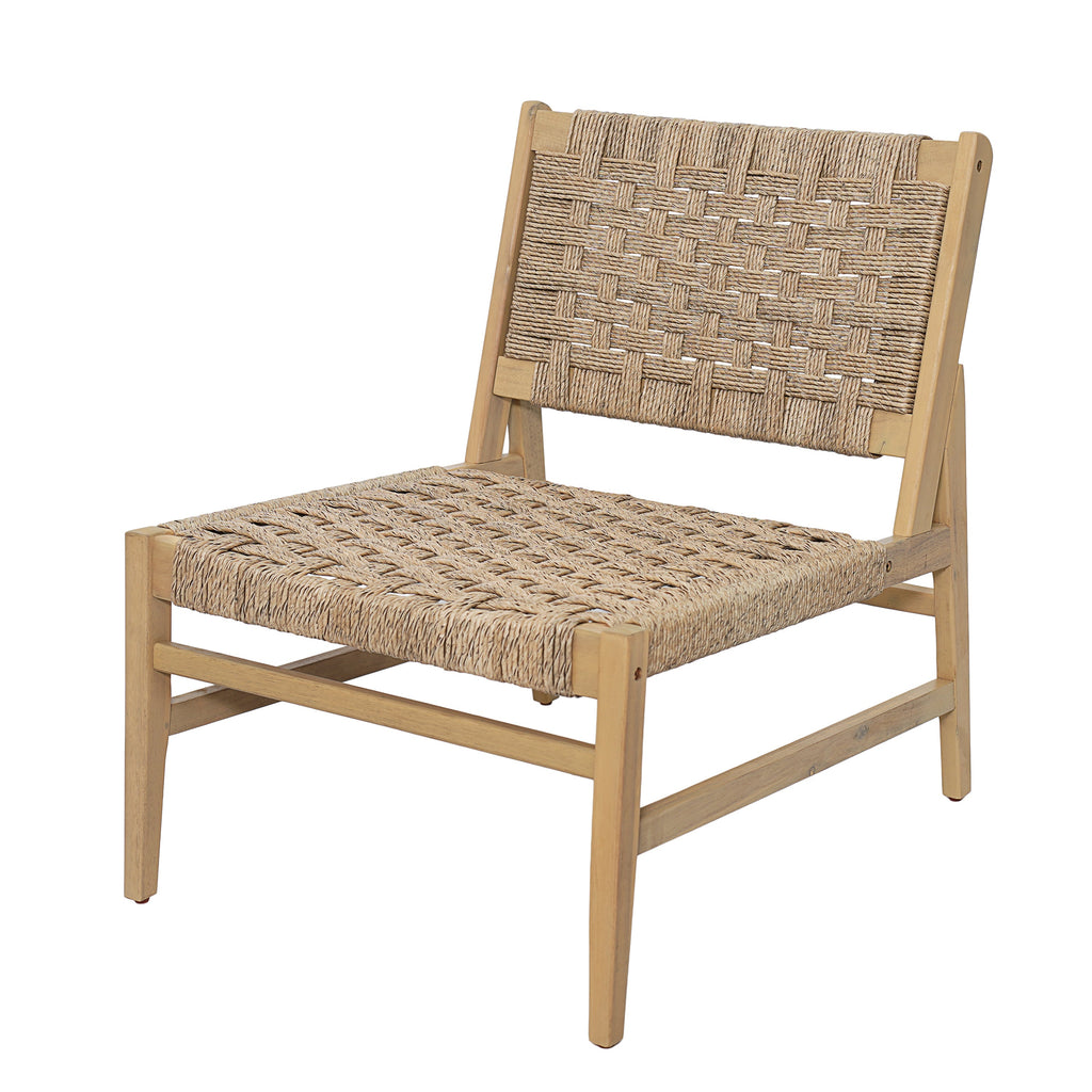 Acacia Wood Patio Club Chair with Wicker - Light Brown or Light Grey