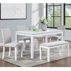 Dining Table Set with Crystal Decoration and Upholstered Chairs - Gray or White