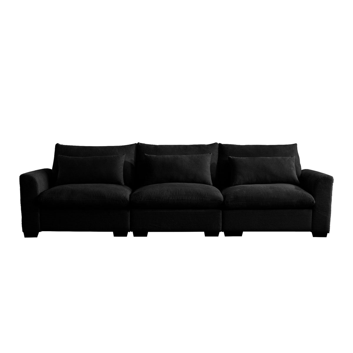 3 Seater Deep Seat Couch for Living Room with Corduroy Upholstery - Black, Beige, or Green