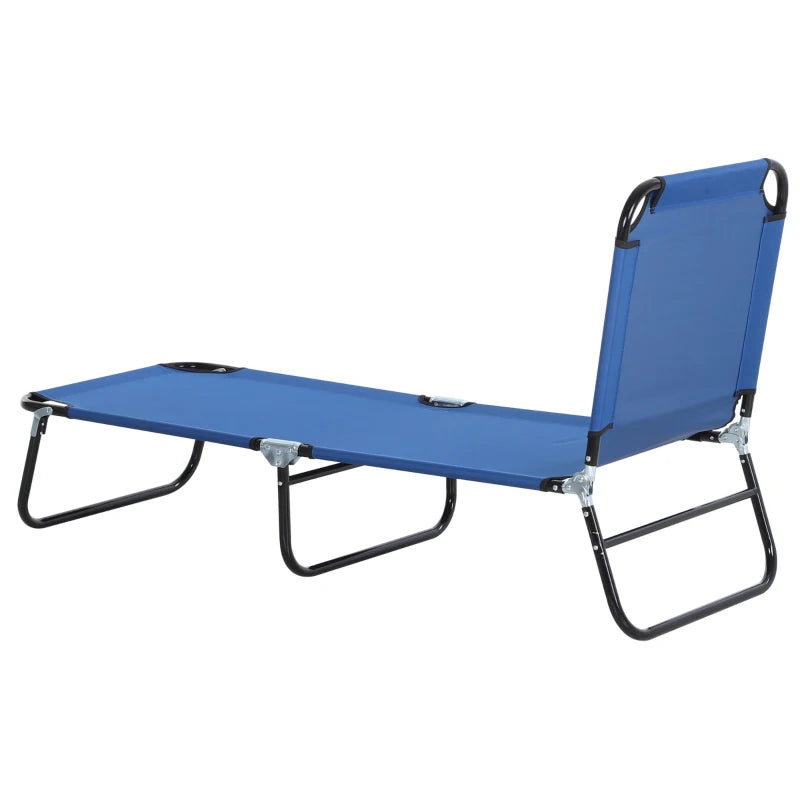 Neutral Oxford Fabric Sun Tanning Chair with Adjustable Backrest - Outdoor Lounge