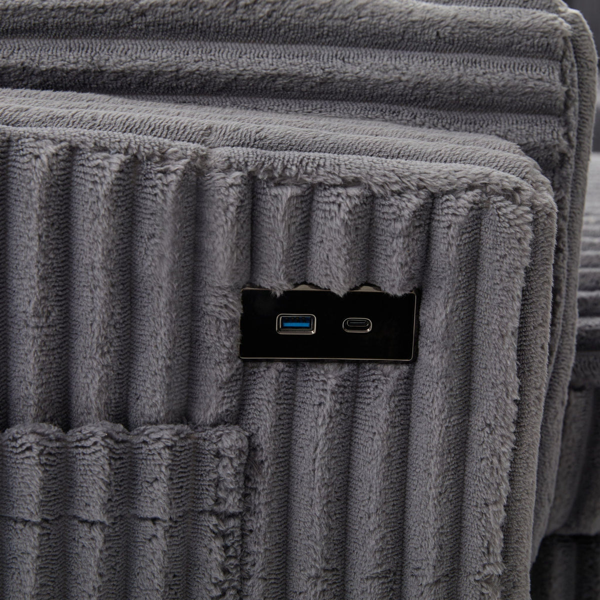 Convertible U-Shaped Sectional Sofa Bed with USB Ports and Storage – Black, Dark Gray, Blue