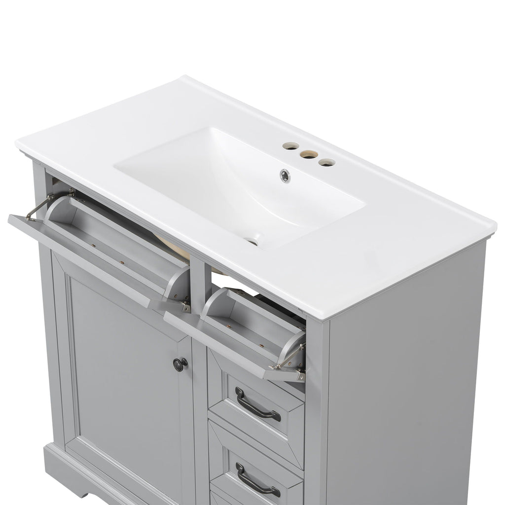 36" Bathroom Vanity with Sink and Soft Close Hinges - Dark Gray or White