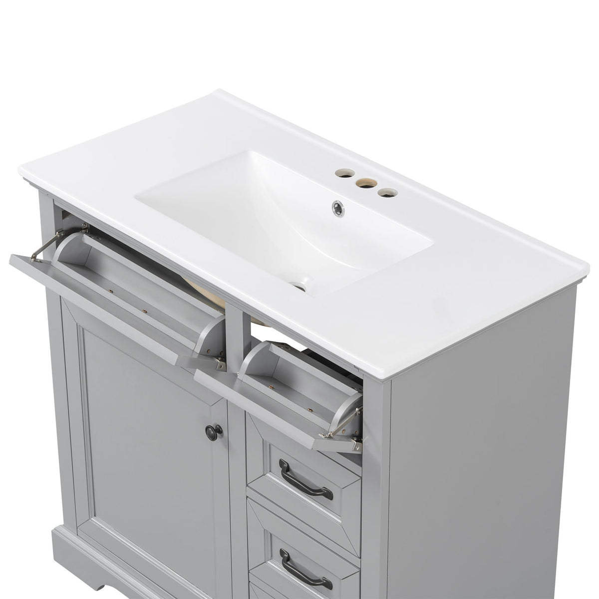 36" Bathroom Vanity with Sink and Soft Close Hinges - Dark Gray or White
