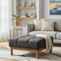 Modern Upholstered Deep Biscuit-style Tufted Ottoman with Square Profile - Gray or White
