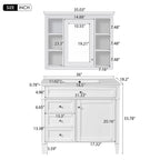 Bathroom Vanity With Mirror Cabinet and Single Sink - Soft-Closing Doors