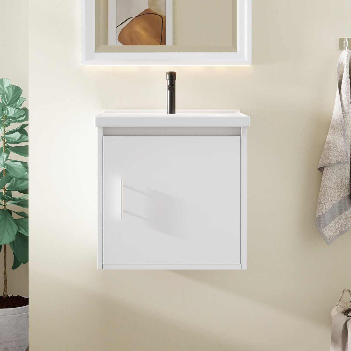 20" Floating Bathroom Vanity with Soft-Close Doors - White