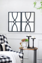 Rectangular Wooden Wall Mirror with Antique Frame, Set of 2 - Black or White