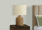 Modern Rattan Table Lamp with Fabric Shade - Light Brown or Black