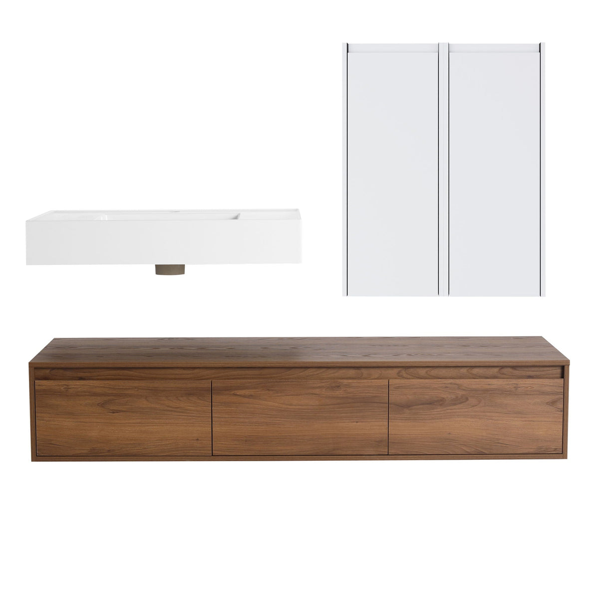 Brown Ebony Wall Mounted Bathroom Vanity with Resin Sink – 58.7" Wide