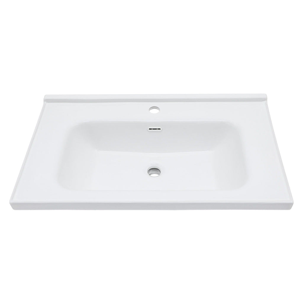 Modern Rectangular Vanity Top with Overflow – White