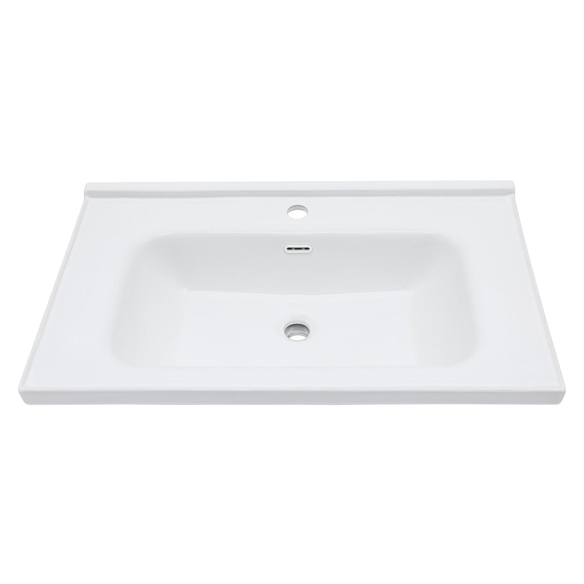 Modern Rectangular Vanity Top with Overflow – White