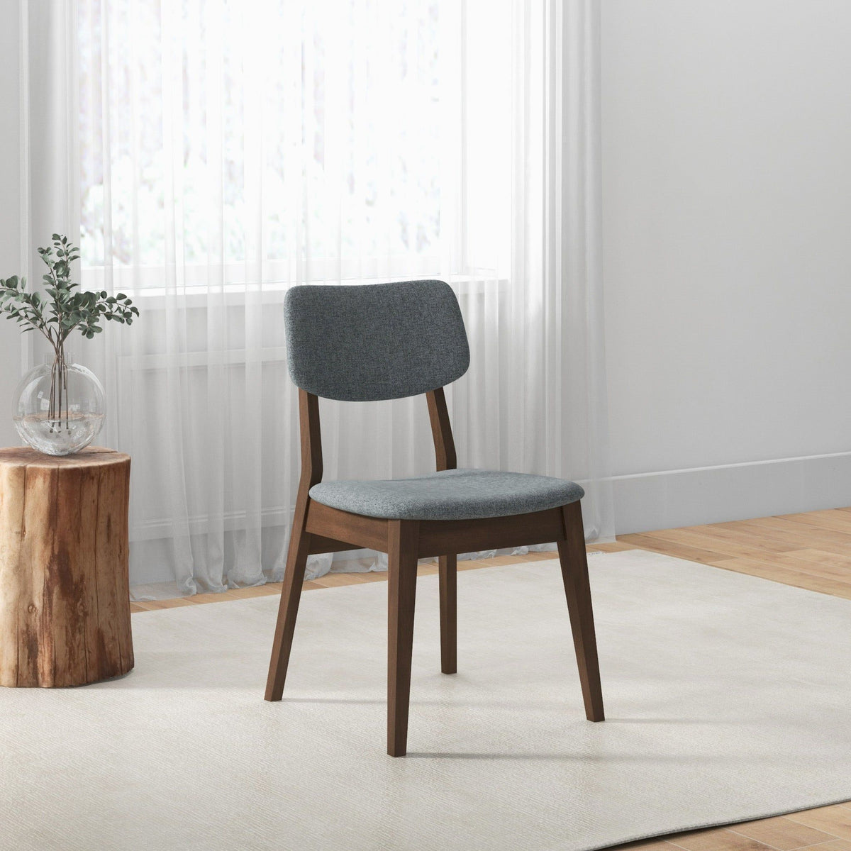 Solid Back Side Chair Set with Mid-Century Modern Design - Multiple Colors