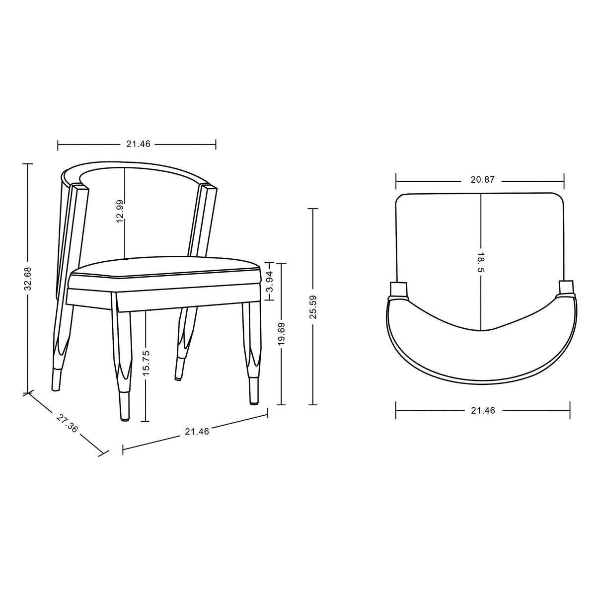 Ola Dining Chair with Solid Elm Wood Frame and High-Density Foam - Beige, Gray, or Dark Gray