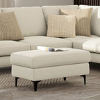Versatile Mid Century Ottoman with Eco-Friendly Upholstery - Beige or Dark Gray