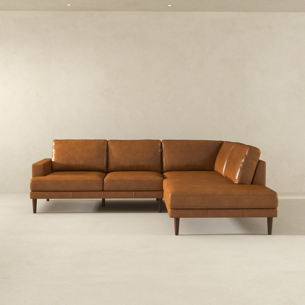 L-Shaped Sectional Sofa with Modern Design - Light Brown