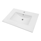 Premium Rectangular Vanity Top with Single Faucet Hole and Overflow - White