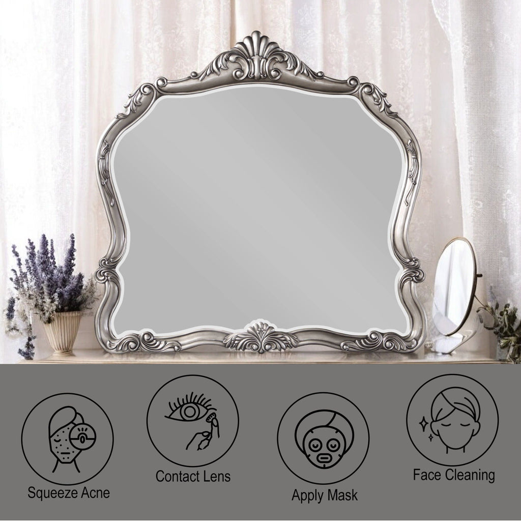 Antique Silver Mirror with Wood Frame - Ariadne Collection