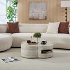 Marble Clover Round Coffee Table with Open Storage
