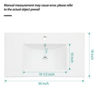 Premium Rectangular Vanity Top with Single Faucet Hole and Overflow - White