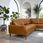 L-Shaped Sectional Sofa with Modern Design - Light Brown
