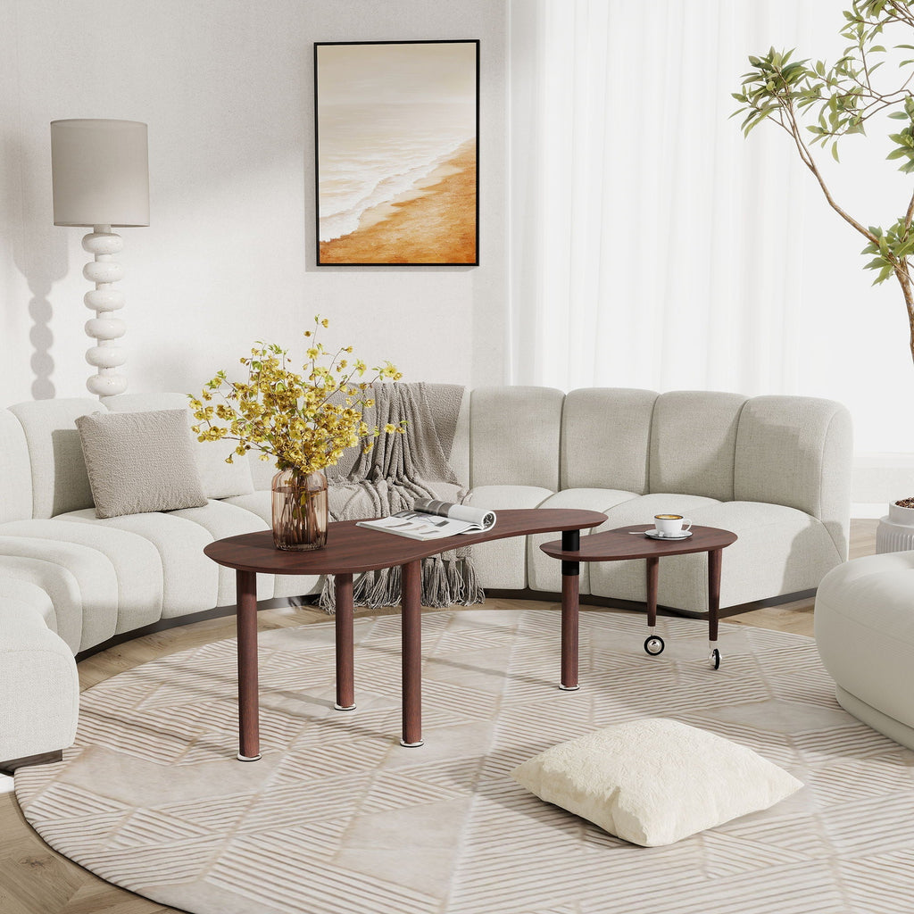 Rotatable Coffee Table with 360 Degree Swivel - Walnut