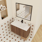 Floating Bathroom Vanity With Sink Combo with Soft-Close Doors - Brown or Light Brown