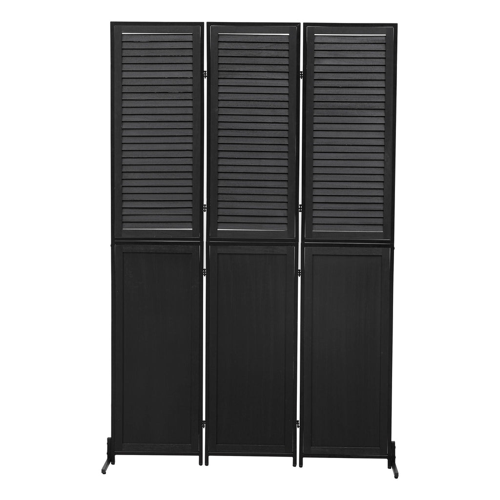 Rustic 3 Panel Room Divider with Metal Frame - Black or Light Brown
