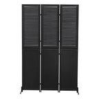 Rustic 3 Panel Room Divider with Metal Frame - Black or Light Brown
