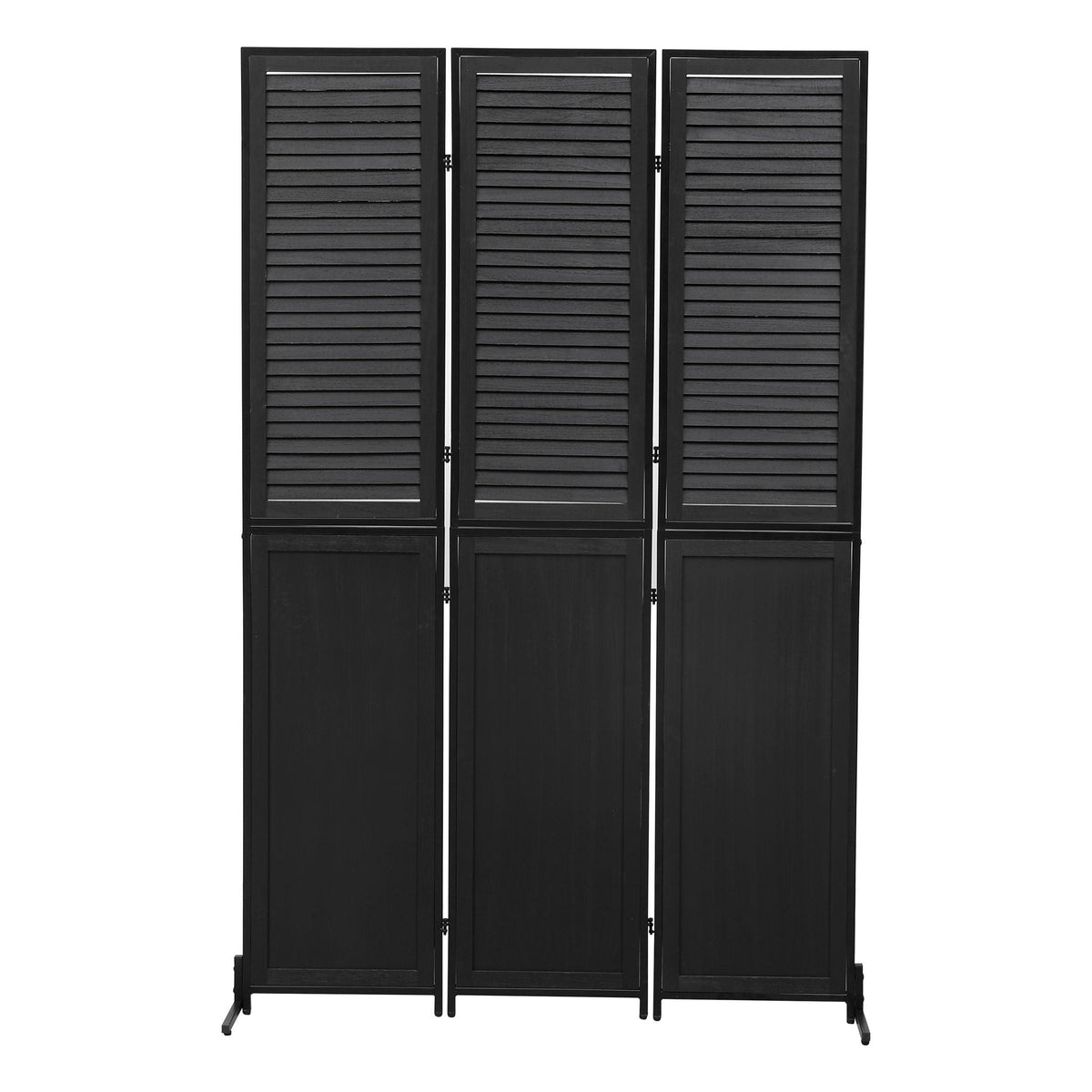 Rustic 3 Panel Room Divider with Metal Frame - Black or Light Brown
