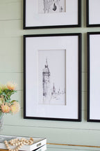 Architecture Wall Art Prints Set of 4 with Black Frame - White / Black