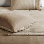 Tan Faux Suede Comforter Set with Lodge Style - California King