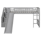 Loft Stairway Bed with Drawers and Convertible Ladder - Twin